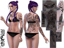 Sims 4 — Dark Fantasy Cathedral, Skulls And Dragons Tattoo Sleeve (Left Arm) by MaruChanBe2 — Dark fantasy inspired