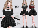Sims 4 — IISI - Short Dress by Helsoseira — Style - Jirai Kei, Stand Collar Lace Trim with Puff Sleeve Short Dress