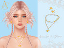 Sims 4 — Sea Star Glow Set by AbendsternCC — Elegant jewelry set featuring a layered necklace and matching golden