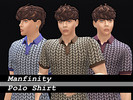 Sims 4 — Manfinity Polo Shirt by CorruptColours — A short-sleeve polo shirt with a geometric, repeating chevron pattern.