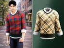 Sims 4 — Adult - Plaid sweater layered over collared shirt by Garfiel — A smart layered top for adults featuring a