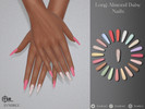 Sims 4 — Long almond Daisy Nails by LVNDRCC — Long almond manicure with a decorative floral daisy detail. In an array of