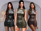 Sims 4 — Sequined Leopard Print Mini Dress DO2226 by DOLilac — Custom thumbnail