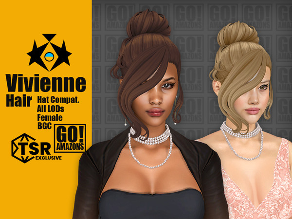 Sims 4 — Vivienne Hair by GoAmazons — Formal stylish updo for special occasion.