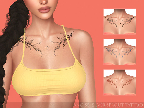 Sims 4 — Silver Sprout Tattoo by ANGISSI — PREVIEWS MADE USING HQ MOD HQ compatible