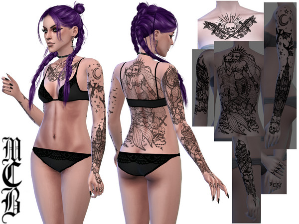 Sims 4 — Dark Fantasy Skull Chest Tattoo by MaruChanBe2 — Dark fantasy inspired tattoos for your cuties.