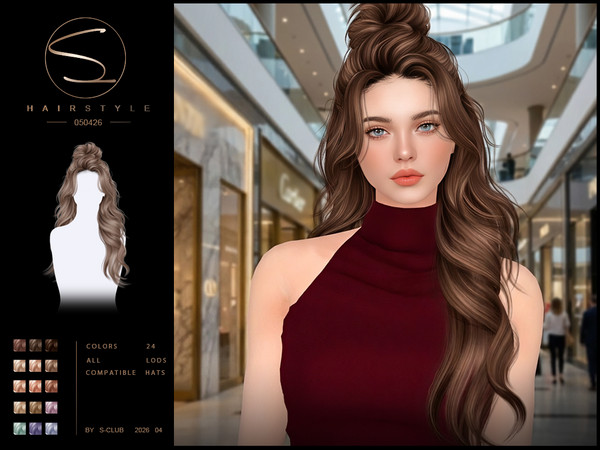 Sims 4 — sclub_ts4_hair_ 050426 by S-Club — wavy hairstyle, hope you like, thank you.