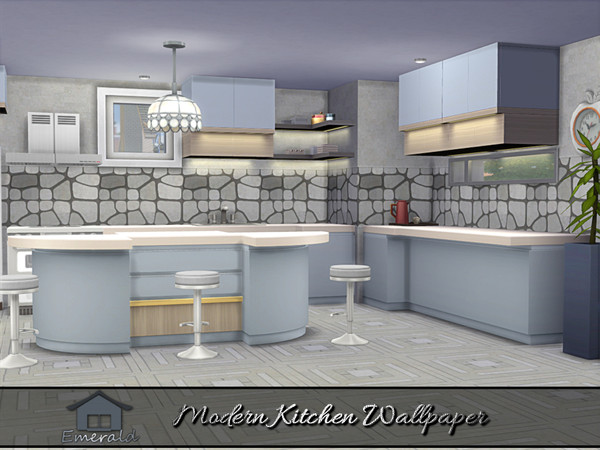 Sims 4 — Modern Kitchen Wallpaper 2 by Emerald — These modern wallpapers are designed to serve as a statement piece in