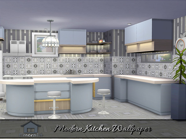 Sims 4 — Modern Kitchen Wallpaper 3 by Emerald — These modern wallpapers are designed to serve as a statement piece in