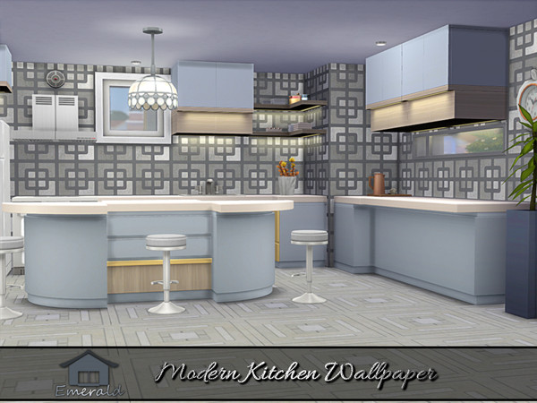 Sims 4 — Modern Kitchen Wallpaper 4 by Emerald — These modern wallpapers are designed to serve as a statement piece in