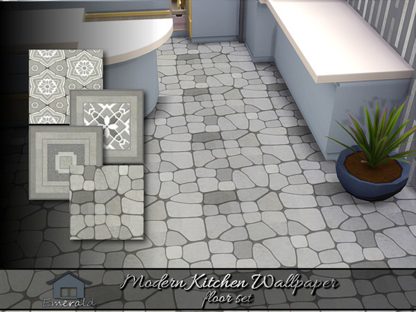 Sims 4 — Modern Kitchen Wallpaper floor set by Emerald — These modern wallpapers are designed to serve as a statement
