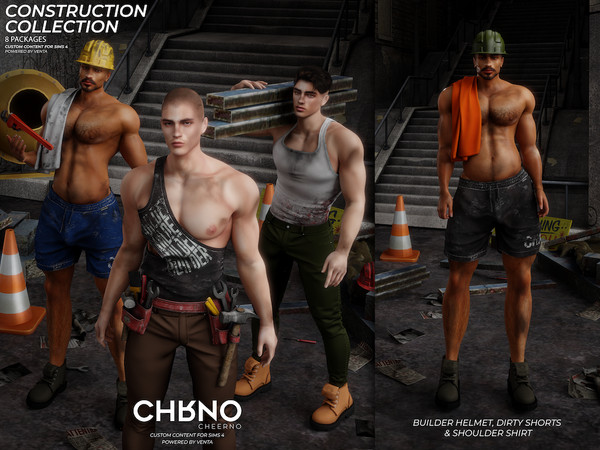 Sims 4 — CheerNo - Construction Shorts Dirty by VentaStudio — Builder Helmet