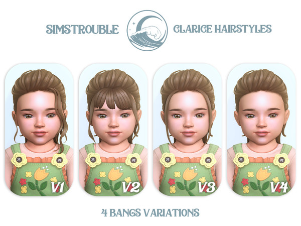 Sims 4 — simstrouble_ToddlerHair_ClariceV4 by simstrouble — A Flowy Ponytail with loose, face-framing strands and bags