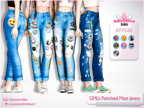 Sims 4 — GMLs Patched Mom Jeans (Remastered) by GabymeloveSims — The Sims 4 CC patched mom jeans with 7 unique patch