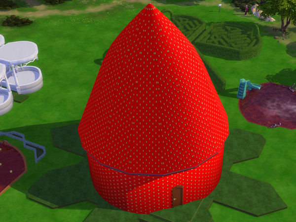 Sims 4 — Strawberry wall and roof by Lala_Sara — Strawberry texture wall and roof.