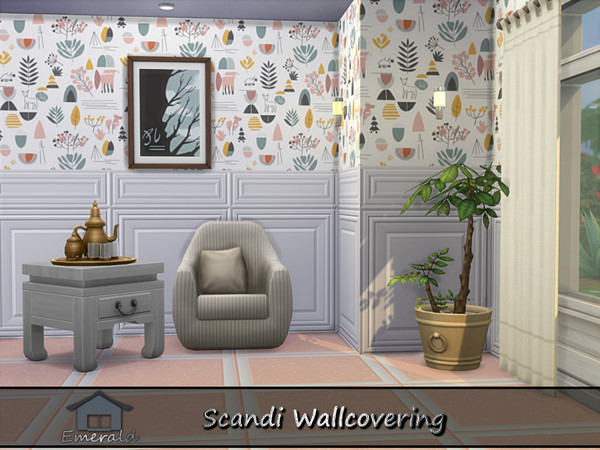 Sims 4 — Scandi Wallcovering 2 by Emerald — Add beauty to your home with scandi wallpaper designs.
