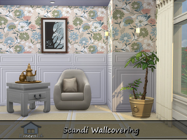 Sims 4 — Scandi Wallcovering 3 by Emerald — Add beauty to your home with scandi wallpaper designs.