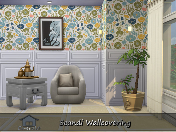Sims 4 — Scandi Wallcovering 5 by Emerald — Add beauty to your home with scandi wallpaper designs.