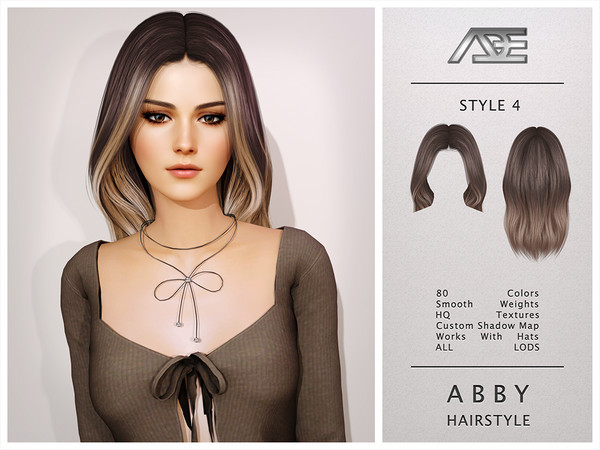 Sims 4 — Abby - Style 4 (Hairstyle) by Ade_Darma — Abby Hairstyle - Style 4 New Hair Mesh