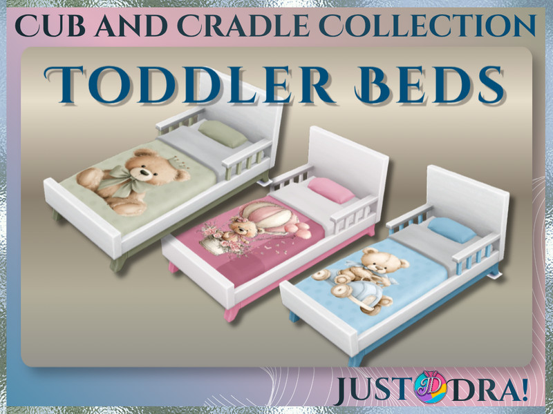 Sims 4 nursery furniture feeding and baby care CC Cub and Cradle Nursery Collection - Toddler Bed | JustDraven Draven Nursery Toddler by Draven298