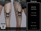 Sims 4 — Beetle Tattoo (Left and Right Thigh) by Venerian by Venerian — Two placements available: Left Leg and Right Leg