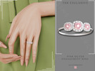 Sims 4 — Pink Silver Engagement Ring by Glitterberryfly — A silver engagement ring with triple pink gemstone