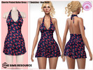 Sims 4 — Adult - Cherrie Printed Halter Dress by Harmonia — New Mesh