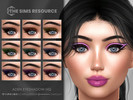 Sims 4 — Aden Eyeshadow HQ by Caroll912 — A 9-swatch boldly winged, dark matte eyeshadow in black and rainbow shades.