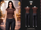 Sims 4 — SET-City Obsession Outfit - BD1668 by busra-tr — - Set Inclued : Tshirt - Capris - 10 Swatches