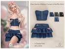 Sims 4 — Elsa Denim Ribbon Corset & Ruffle Skirt by Simsessentials — Full Body Outfit