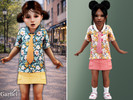 Sims 4 — Toddler - Floral collared top with playful necktie detail by Garfiel — A fun floral top for toddlers featuring a
