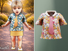 Sims 4 — Infant - Floral collared top with cute tie detail by Garfiel — A charming floral top for infants featuring a