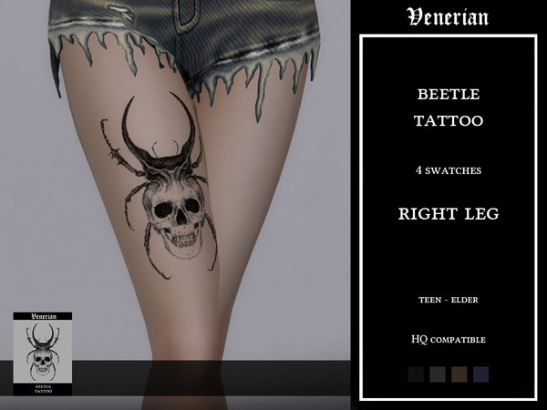 Sims 4 — Venerian_Beetle_Tattoo_(RIGHT THIGH)_HQ by Venerian — Two placements available: Left Leg and Right Leg 4