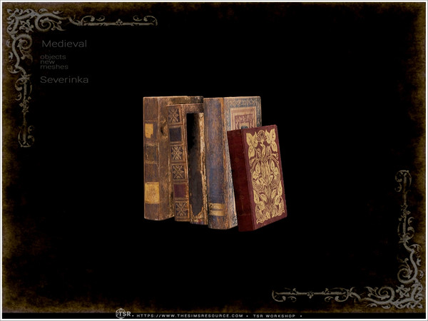 Sims 4 — Medieval - books by Severinka_ — A set of furniture and decor in the Medieval style for decorating a bedroom.