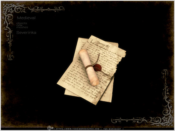 Sims 4 — Medieval - scroll and papers by Severinka_ — A set of furniture and decor in the Medieval style for decorating a
