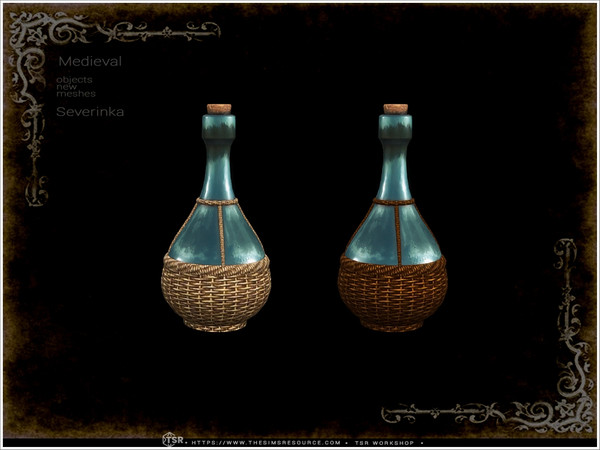 Sims 4 — Medieval - wine bottle by Severinka_ — A set of furniture and decor in the Medieval style for decorating a