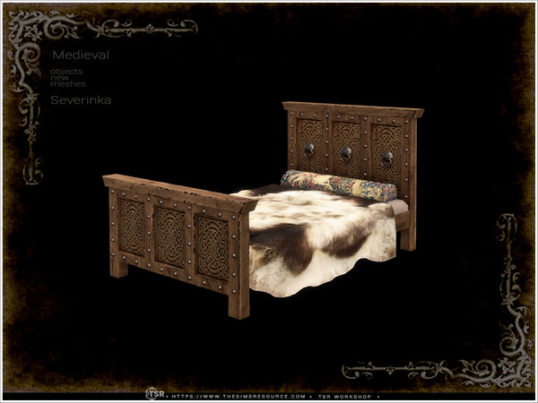 Sims 4 — Medieval - bed double by Severinka_ — A set of furniture and decor in the Medieval style for decorating a