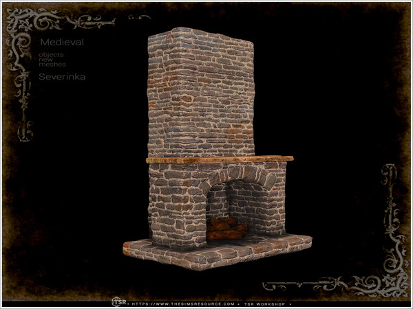 Sims 4 — Medieval - fireplace by Severinka_ — A set of furniture and decor in the Medieval style for decorating a