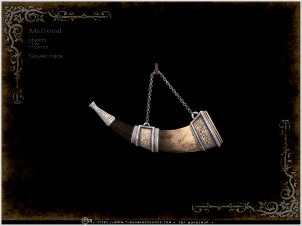 Sims 4 — Medieval - battle horn by Severinka_ — A set of furniture and decor in the Medieval style for decorating a