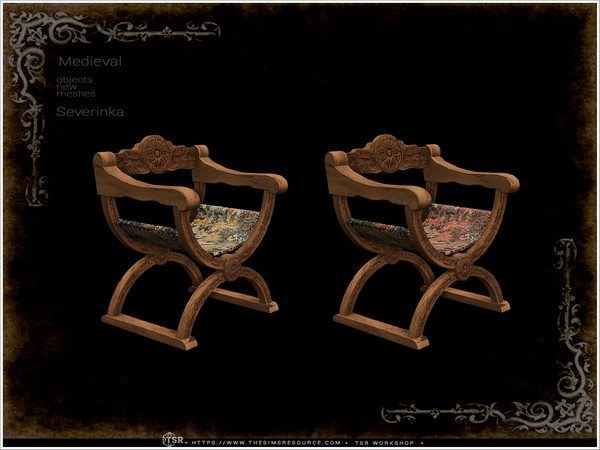 Sims 4 — Medieval - curule chair by Severinka_ — A set of furniture and decor in the Medieval style for decorating a