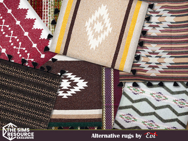 Sims 4 — Alternatives by evi — Rugs with ethnic patterns and colours.