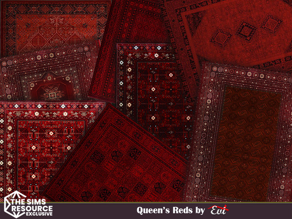 Sims 4 — Queen's Reds by evi — Warm, elegand rugs for every room. Enjoy!