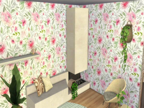 Sims 4 — June Floral Wallpaper Set by lavilikesims — A collection of 9 floral patterns, in all wall heights