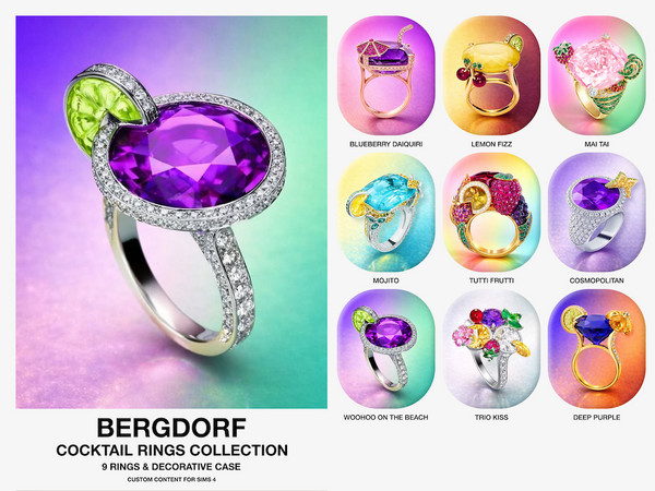Sims 4 — Bergdorf - Cocktail Rings (WooHoo On The Beach) by VentaStudio — Included: