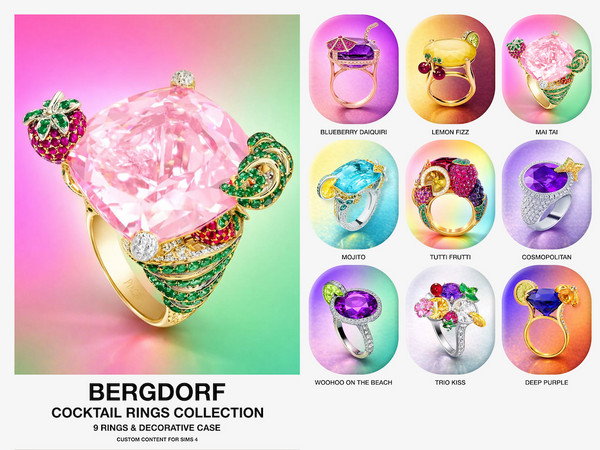 Sims 4 — Bergdorf - Cocktail Rings (Mai Tai) by VentaStudio — Included: