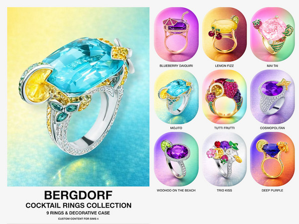 Sims 4 — Bergdorf - Cocktail Rings (Mojito) by VentaStudio — Included: