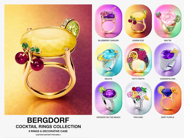 Sims 4 — Bergdorf - Cocktail Rings (Lemon Fizz) by VentaStudio — Included:
