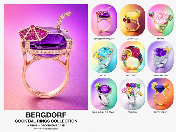 Sims 4 — Bergdorf - Cocktail Rings (Blueberry Daiquiri) by VentaStudio — Included: