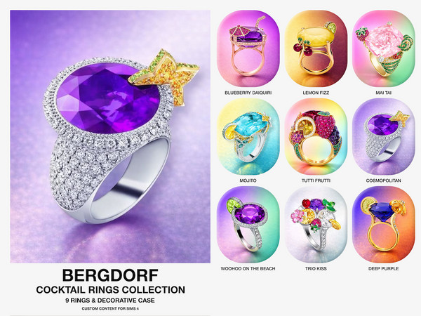 Sims 4 — Bergdorf - Cocktail Rings (Cosmopolitan) by VentaStudio — Included: