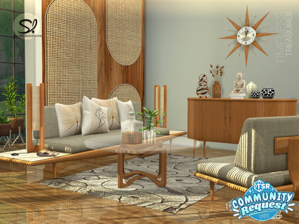 Sims 4 — Timeless Treasures Seats by SIMcredible! — Timeless Treasures is a mid-century modern series, with wooden tones